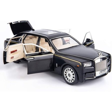 1/24 Rolls-Royce Phantom Modelbil Zinklegering Træk Tilbage Legetøjsbil med Lyd og Lys Børn Drenge Piger Gave (Sort) St-001 (FMY)