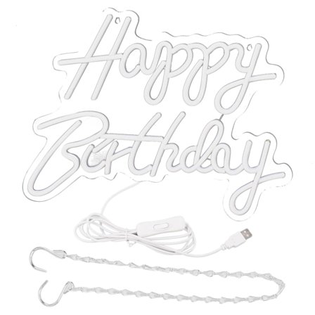 Grattis på födelsedagen brev LED-lampor Romantisk neonljusskylt Akryl Grattis på födelsedagen Dekoration för festbar Varm vit