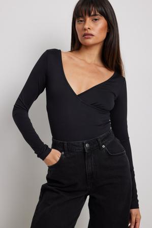 NA-KD Body cache-cœur brillant - Tops habillés - Noir - Small
