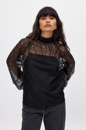 NA-KD Balloon Sleeve Lace Blouse - Blouses - Noir - EU 40
