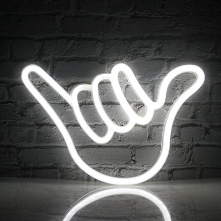 Finger Neon Sign Lucky Gesture Hvit Neon Neon Lys Skilt Håndformet Neon