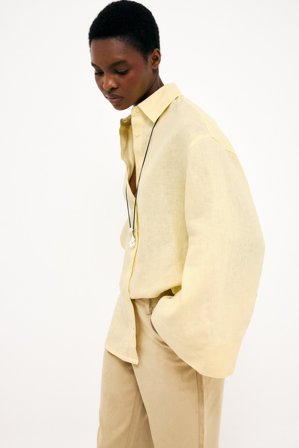 Premium Selection Linen Wide Sleeve Shirt - Skjorter - Gul - EU 38