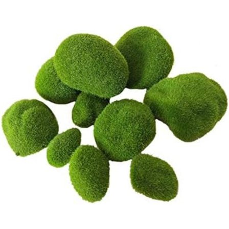 Set med 20 konstgjorda stenar täckta med grön mossa, ZQKLA