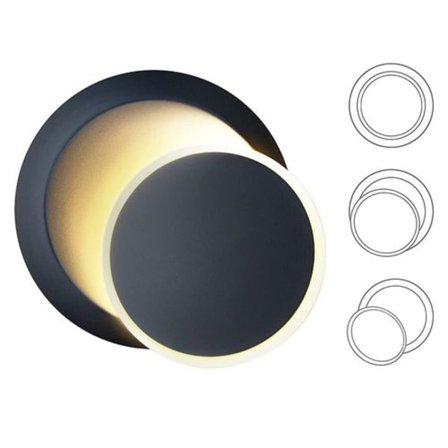 Vägglampa 360 graders roterande modern LED-lampa för svart
