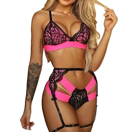 Dame Blonde BH G-streng med Strømpebånd Undertøysett Sexy Erotisk Undertøy Nattøy