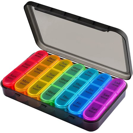 7 Dages Pilleboks Organizer 3 Gange Dagligt Medicin Opbevaringsboks, Ugentlig Medicin Tablet Organizer Fugtsikker BPA Fri Rejse Dosetteboks Dispenser 