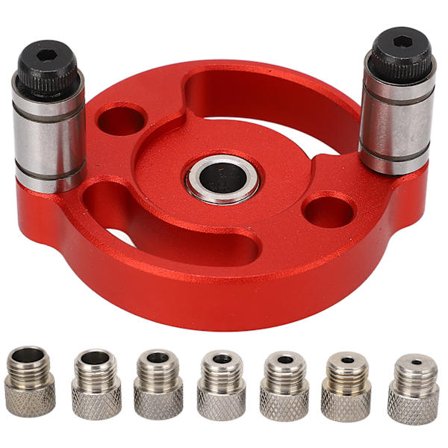 Selvsentrerende Drill Jig Enkelt Hull Posisjonering Trebearbeiding Dybel Jig Hull Punch Drill Locator Rød