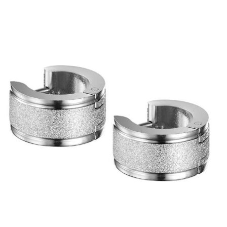 Par av hengslede bøyleøredobber unisex med satinert finish