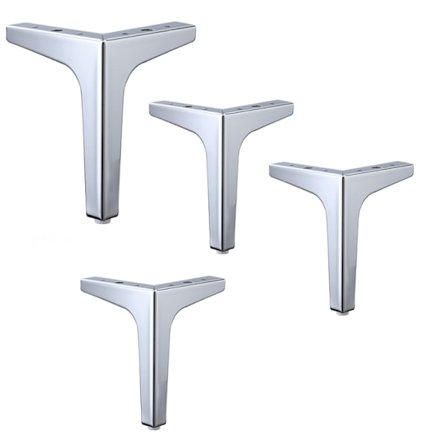 4 stk. Metal Møbelben, Moderne Jern Diamant Trekant Møbelfødder DIY Udskiftning Sort til Skab Skab Sofa Sofa Stol Ottoman - sølv