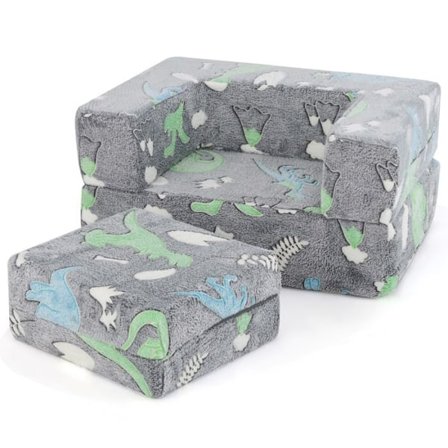 COSTWAY Glow-in-the-Dark Modulaarinen lasten sohva tyynyllä, konepestävä päällinen, tiheä vaahtotäyte