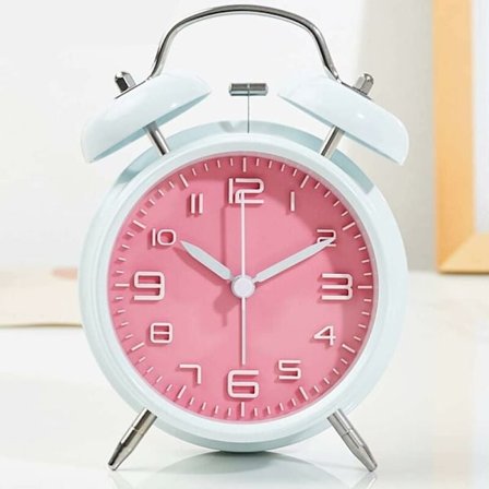 Väggklocka, lär barn att planera sin tid klokt, järnskrivbordsdekor, 11,4 tum väggklocka Färg: Vit och rosa