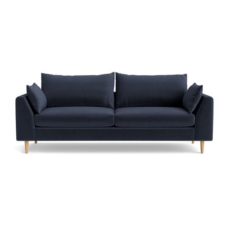Ofelia 3-Sitzer-Sofa in Riviera Dunkelblau, einfarbig, modernes Design für maximalen Komfort, bequeme Polsterung, stabile Füße, Tiefe 85cm