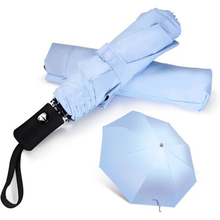 Resparaply Kompakt Hopvikbar Solparaply Lättvikt Automatisk Öppna Stänga för Kvinnor Parasol Blå