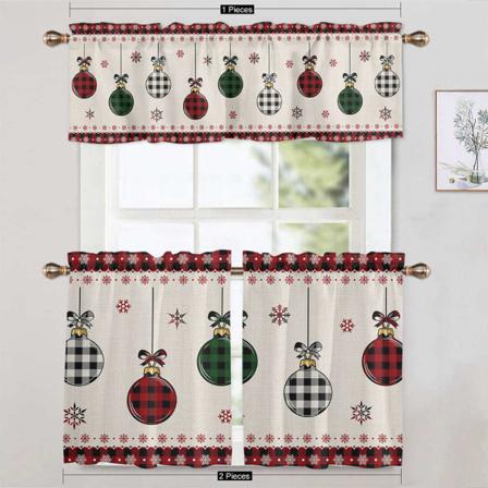 1/2 St Rod Pocket Älg Print Draperier Snowman Printed Short Panel