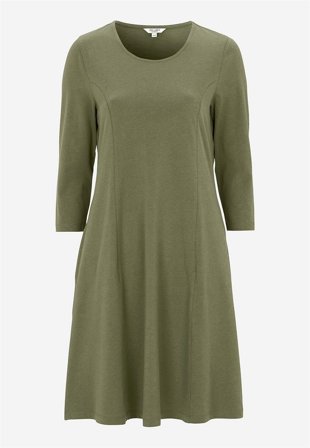 Cellbes of Sweden - Jersey-kjole med lommer i kakigrønn for damer i størrelse 34/36