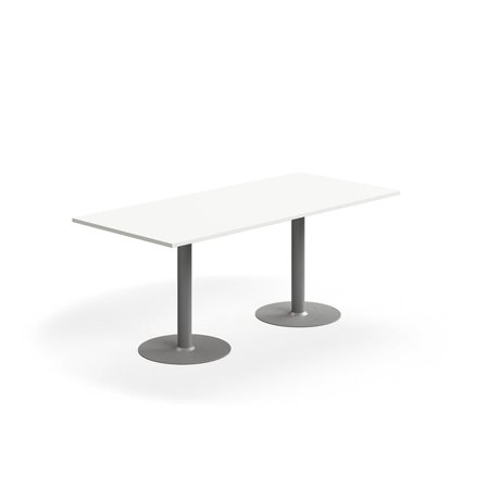 Table ALVA, 1800x800x720 mm, floor fixed, high pressure laminate, silver/white
