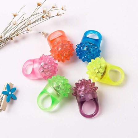 24pcs Flashing Led Ring,strawberry And Rose Pattern,bumpy Plastic Ring