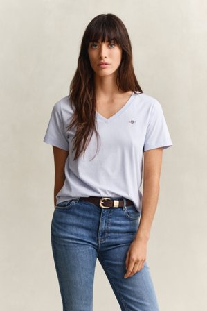 GANT Damen V-Neck T-Shirt (L) Hellblau