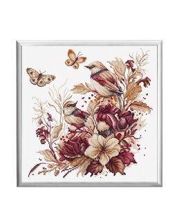 Stickpackung Bild Herbstvögel