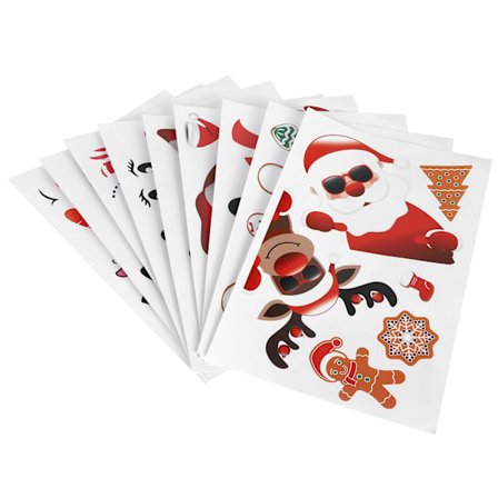 9 st Juldekorativa Klistermärken för Kylskåp, Vägg, Kopp och Bil med Jultomte-, Snögubbe- och Älgmönster