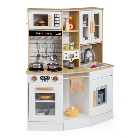 Trælegekøkken til børn med lys, lyd og ismaskine