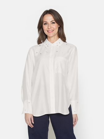 B. COPENHAGEN - Skjorte - Råhvid - Rhinsten