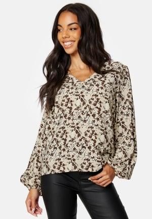 Object Collectors Item Leonora L/S V-Neck Top 36 Sandshell AOP:ANIMAL Arkipaidat Dam