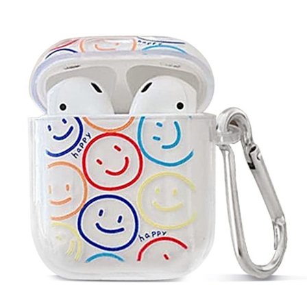 Airpod 2/1 Genomskinligt Fodral med Nyckelring, Airpods 2 & 1 Laddningsfodral för Flickor Barn Kvinnor