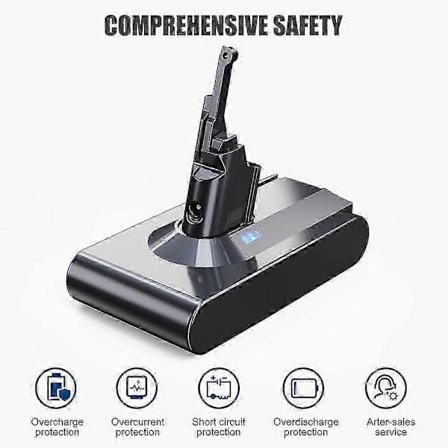 21.6V 6800MAh Batteri til V8 Li-Ion Støvsuger med Filter