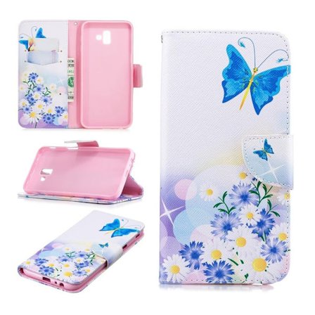 Wonderland Samsung Galaxy J6 Plus (2018) etui - Sommerfugl og Tusindfryd