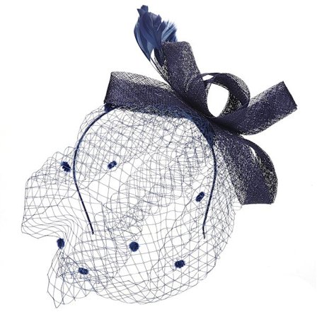Bryllup Kvinner Nett Mesh Brud Slør Hatter Brud Fascinator Hodeplagg Hår Tilbehør(Marineblå)