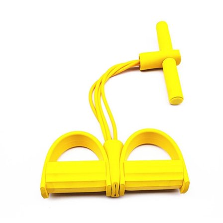 4 Rör Fitness Resistance Band Latex Pedal Tränare Sit-up Pu Gul