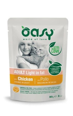 Oasy Bocconcini In Salsa Per Gatto Adult Light in fat con Pollo
