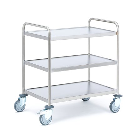 Servierwagen CONVOY mit 3 Böden, 800 x 520 x 900 mm, Edelstahl