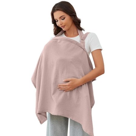 Amme Cover, Anti-eksponerings Cover, Muslin Amme Cover for Amming, 62*100cm, Pustende Bomulls Amme Cover, Med Hard Ring, Naken