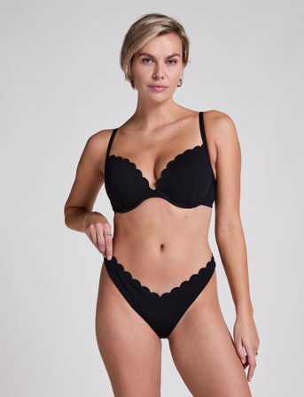 Hunkemöller Scallop High Leg R - Black - XS