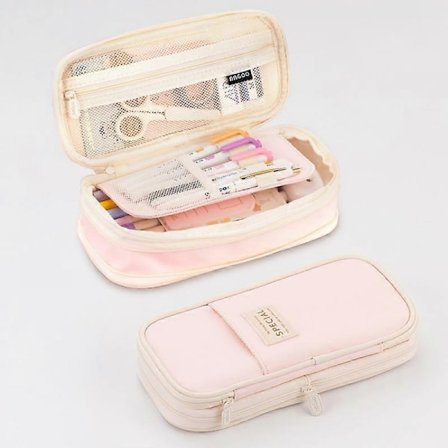 Angoo Macaron Dubbellagers Utdragbart Pennfodral med Stor Kapacitet, Skrivbordslåda