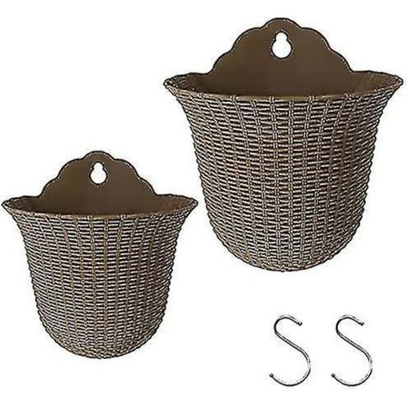 Set med 2 veggmonterte blomsterpotter i plast for innendørs eller utendørs
