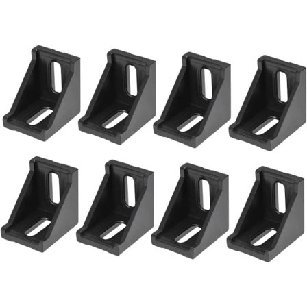 Hjørneforstærkning til indvendige hjørner, 35 mm x 35 mm til 3030 serie aluminiumsprofiler, 8 stk. (sort)