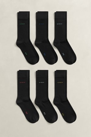 GANT Herren 6er-Pack Weiche Baumwollsocken (43-45) Schwarz