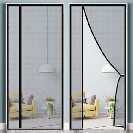 Magnetisk vindusdør myggnett 95x210 for skyvedør, inngang, sving, rull opp, campingvogn, balkong, bobil