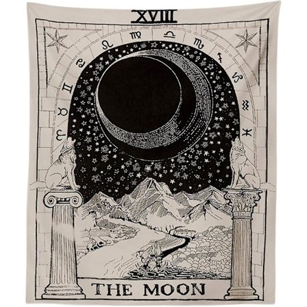 Månen, stjernen og solens tarotvægophæng, middelalderlig europæisk stil spådomstapet