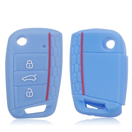 Xinyuexin Bilnyckelskal Silikonskydd för VW Golf 7 MK7 3 Knappar Flip Folding Fjärrkontroll för Seat för Skoda Biltillbehör