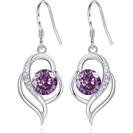 Øreringe til kvinder, sølv dråbe hængeøreringe med cubic zirconia Dråbeformet hjerte hængende allergivenlige øreringe