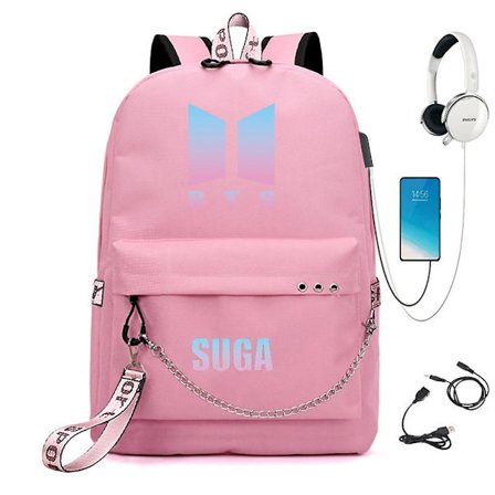 BTS backpack cute USB charging school bag