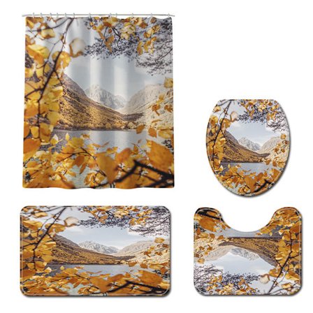 Vedenpitävä suihkumatto neljän osan wc-mattosetti puiden maisemassa