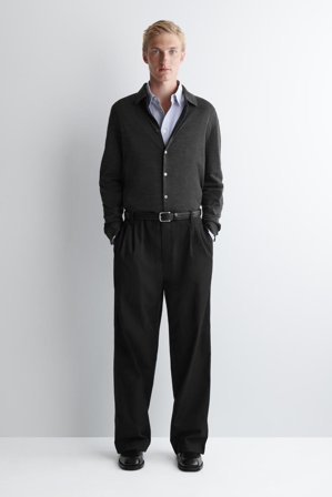 COS Men's Camicia In Jersey Di Misto Lana in Grigio