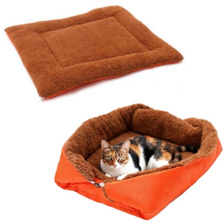 Kattepute, Kattekurv, Kattehus, Myk Selvoppvarmende Kattematte, For Katter og Små Hunder, Funksjonelt 2-i-1 Mykt Plysjteppe, 61*51 - Én Del)