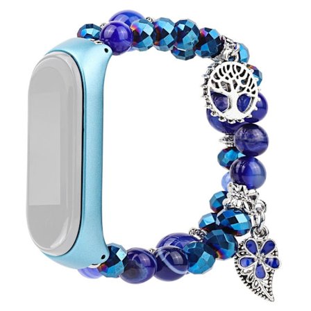 Xiaomi Mi Smart Band 6 / 5 naturstenar snyggt klockarmband - Blå