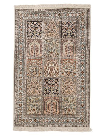 78X122 Tapis Cachemire Pure Soie D'orient Marron/Orange (Soie, Inde) Carpetvista